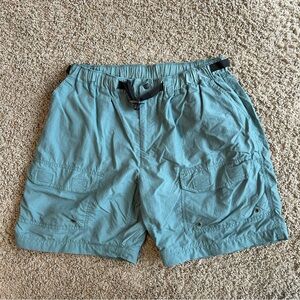 REI Shorts Men's Large Blue/Green Cargo Pockets Outdoors Hiking Belted 8" Shorts